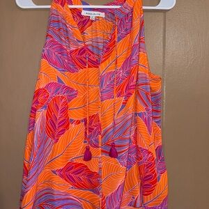 Rose & Olive Vibrant Orange and Purple Leaf Blouse